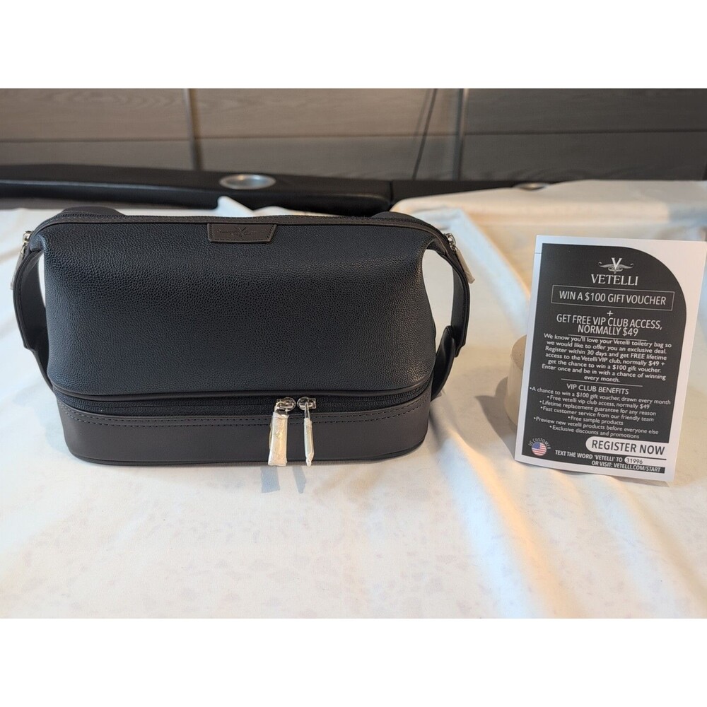 Vetelli Leo Large Travel Toiletry Case and Shave Bag w/ 2 Compartments
